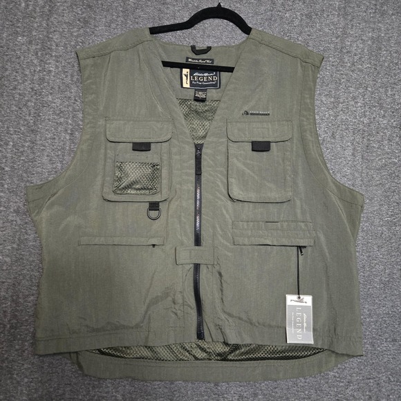 NWT Eddie Bauer Legend Green Earthtech Wenatchee Travel Vest Men's Large - Picture 1 of 10